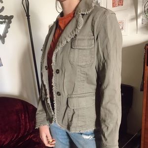 Vintage olive green denim blazer